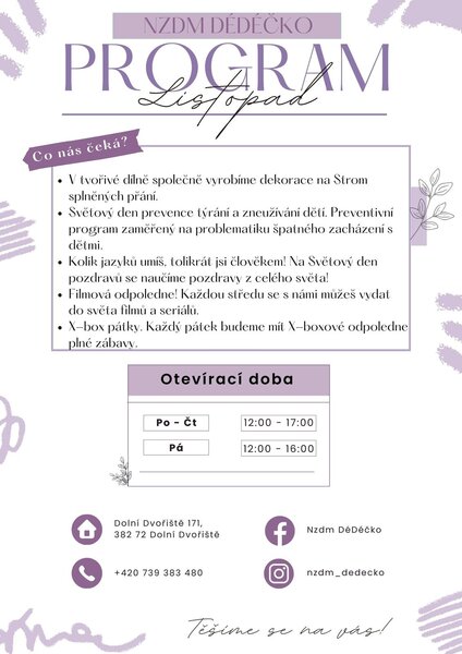 Měsíční program Dédéčko_Listopad 2023